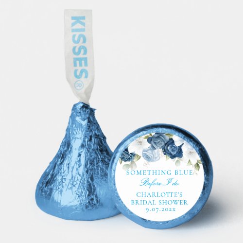 Dusty Blue Floral Script Bridal Shower Hershey®'s Kisses®