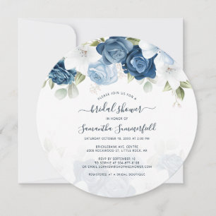Dusty Blue Floral Script Bridal Shower Invitation