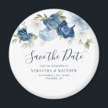 Dusty Blue Floral Script Keepsake Save the Date Magnet<br><div class="desc">Dusty Blue Floral Script Watercolor Save the Date magnet you can easily customize</div>
