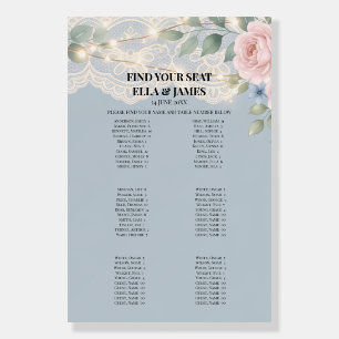 Dusty Blue Floral Seating Chart Sign
