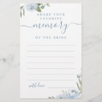 Dusty blue floral share a memory bridal shower