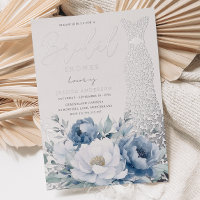 Dusty Blue Floral Silver Foil Dress Bridal Shower