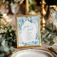 Dusty Blue floral silver Pick a Seat Either Side