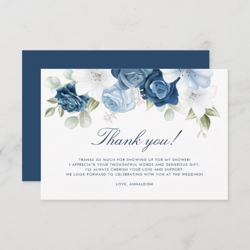 Dusty Blue Floral Something Blue Before I Do Thank You Card