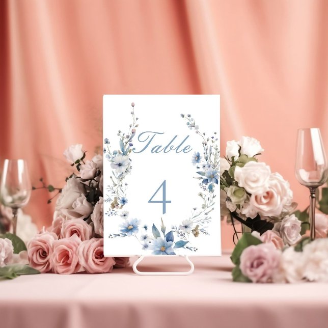 Dusty Blue Floral Something blue wedding Table Number (Creator Uploaded)