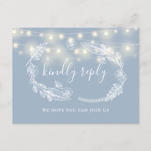 Dusty Blue Floral Song Request RSVP Card