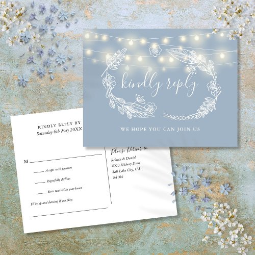 Dusty Blue Floral Song Request RSVP Card