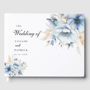 Dusty Blue Floral SPring Bloom Wedding Guest Book