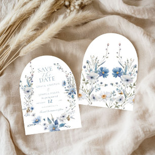 Dusty Blue Floral Spring greenery Wedding Save The Date
