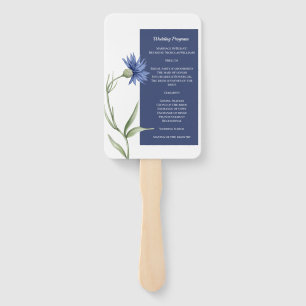 DUSTY Blue Floral Stylish QR code Program Hand Fan