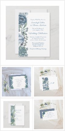 Dusty Blue Floral & Succulents