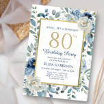 Dusty Blue Floral Surprise 80th Birthday  Invitation<br><div class="desc">Introducing the perfect invitations for your next birthday celebration! These charming invitations feature a whimsical design with a border of blooming dusty blue flowers. They exude elegance and are sure to impress your guests. Additionally, they can be personalized, allowing you to add a unique touch to your special event. These...</div>
