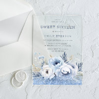 Dusty Blue Floral Sweet 16 Sixteen Party