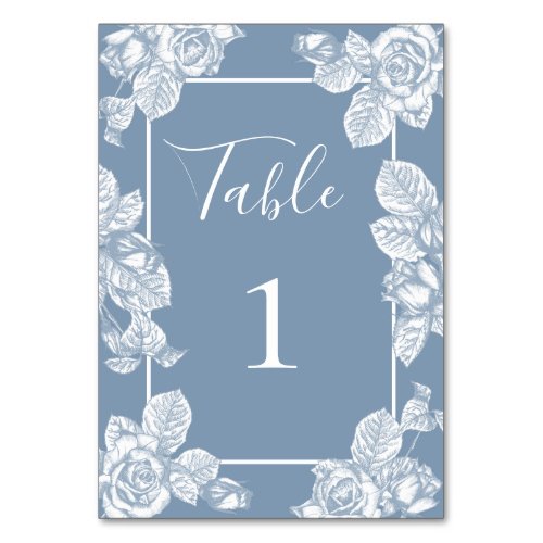 Dusty Blue Floral Table Number