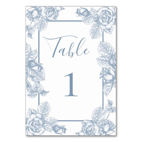 Dusty Blue Floral Table Number