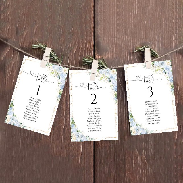Dusty Blue Floral Table Number Seating Chart (Creator Uploaded)