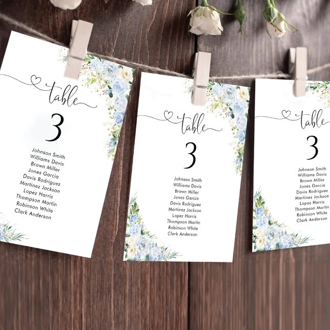 Dusty Blue Floral Table Number Seating Chart (Creator Uploaded)