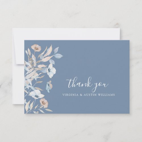 Dusty Blue Floral Thank You Card