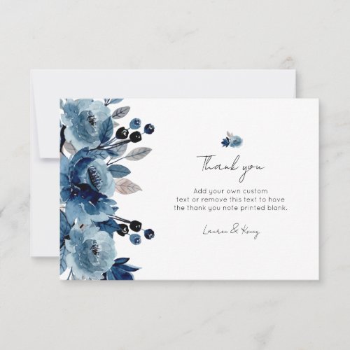Dusty blue floral Thank You Cards