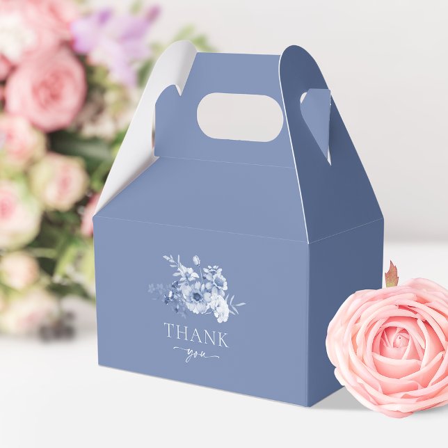 Dusty Blue Floral "Thank You" Favor Box (Creator Uploaded)