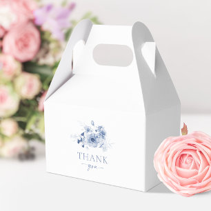 Dusty Blue Floral "Thank You" Favor Box