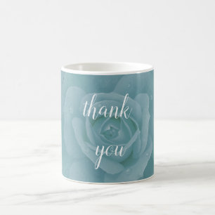 Dusty Blue Floral Thank You Wedding Favor Gift Coffee Mug