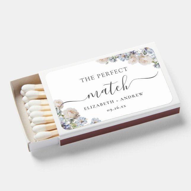 Dusty Blue Floral the Perfect Match Modern Wedding (Front Open)