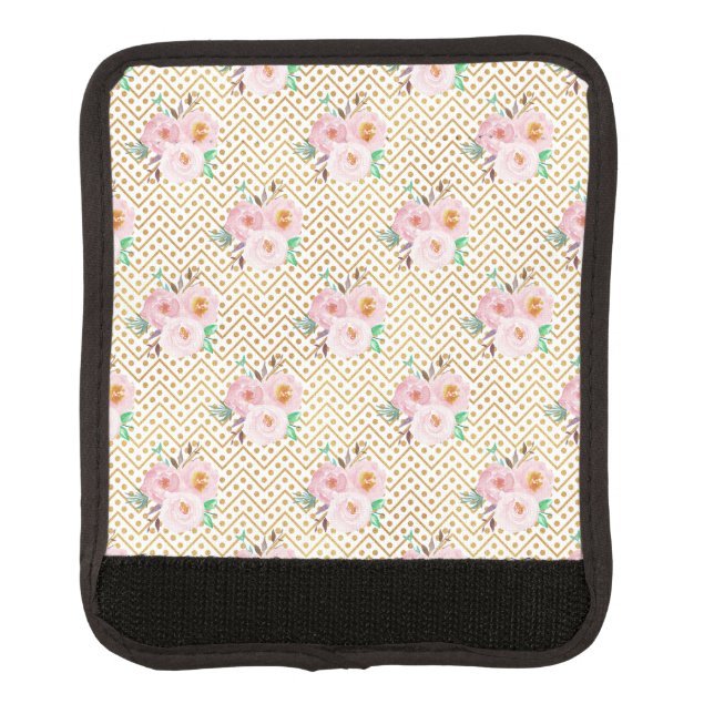Dusty Blue Floral Ties Luggage Handle Wrap (Front)