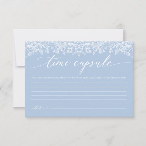 Dusty Blue Floral Time Capsule Bridal Shower Card