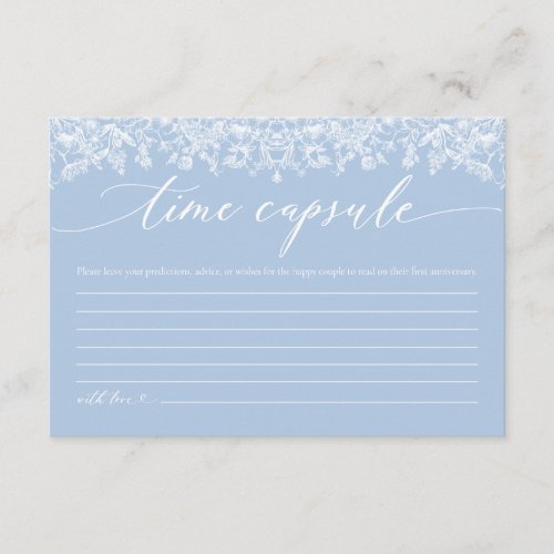 Dusty Blue Floral Time Capsule Bridal Shower Card