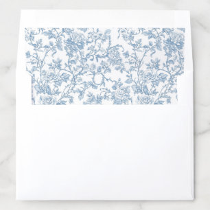 Dusty Blue Floral Toile Wedding Envelope Liner