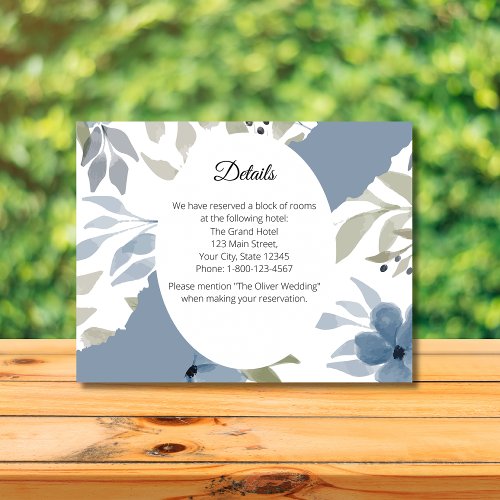 Dusty Blue Floral Unique Ripped Paper Wedding Enclosure Card