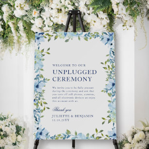 Dusty Blue Floral Unplugged Ceremony Wedding Foam Board