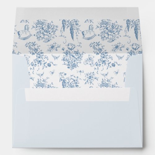 Dusty Blue Floral Vintage Teddy Bear Baby Shower Envelope