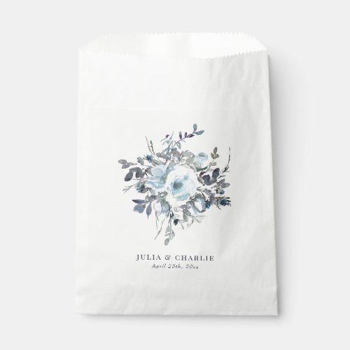 Dusty Blue Floral Watercolor Favor Bags