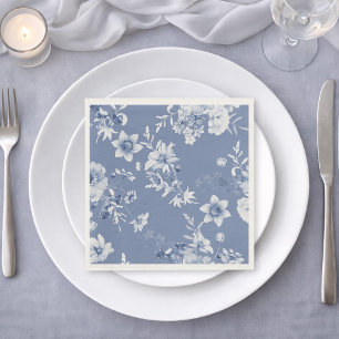 Dusty Blue Floral Watercolor  Napkins