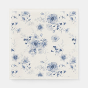 Dusty Blue Floral Watercolor Napkins