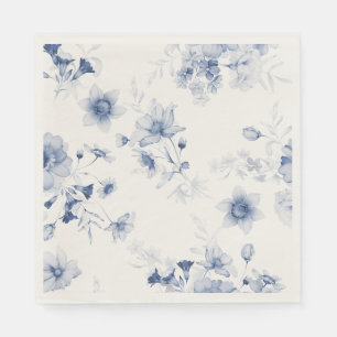 Dusty Blue Floral Watercolor Napkins
