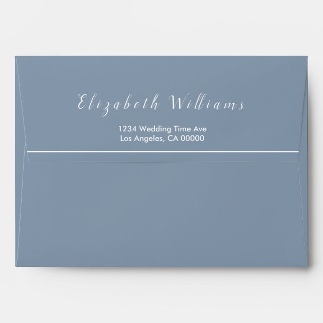 Dusty Blue Floral Watercolor Script Wedding Envelope (Back (Top Flap))