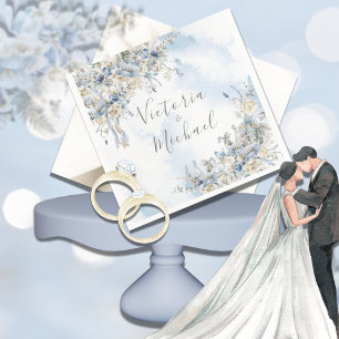 Dusty Blue Floral Watercolor Wedding Napkins