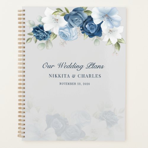 Dusty Blue Floral Watercolor Wedding Planner
