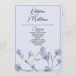 Dusty Blue Floral Watercolor Wedding Program