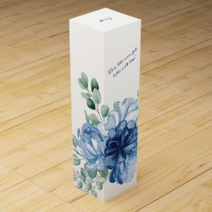 Dusty Blue Floral Watercolor Wedding Wine Box