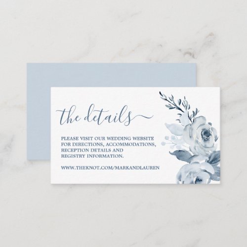 Dusty Blue Floral Website Info Enclosure Card