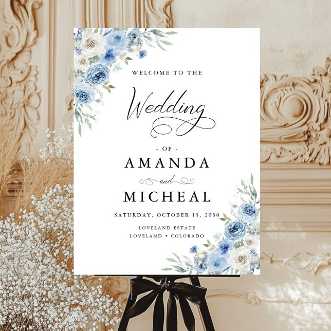 Dusty Blue Floral Wedding Ceremony Foam Board (Creator Uploaded)