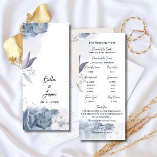 Dusty Blue Floral Wedding Ceremony Program