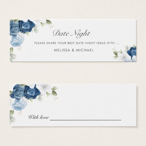Dusty Blue Floral Wedding Date Night Jar Card