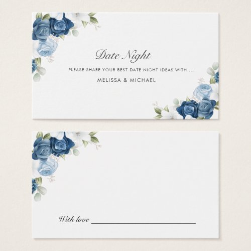 Dusty Blue Floral Wedding Date Nights Jar Cards