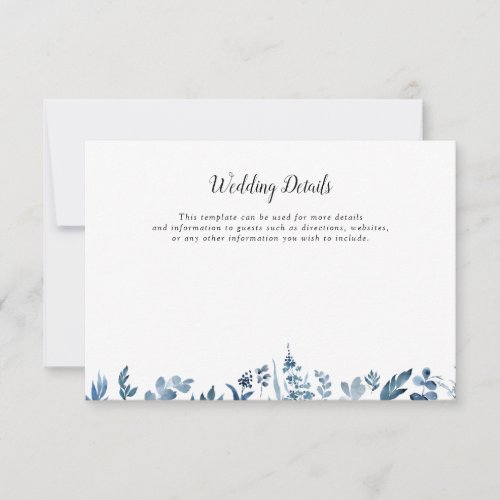 dusty blue floral wedding details card