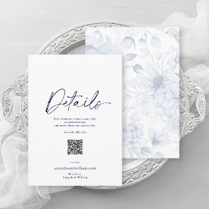 Dusty Blue Floral Wedding Details Card